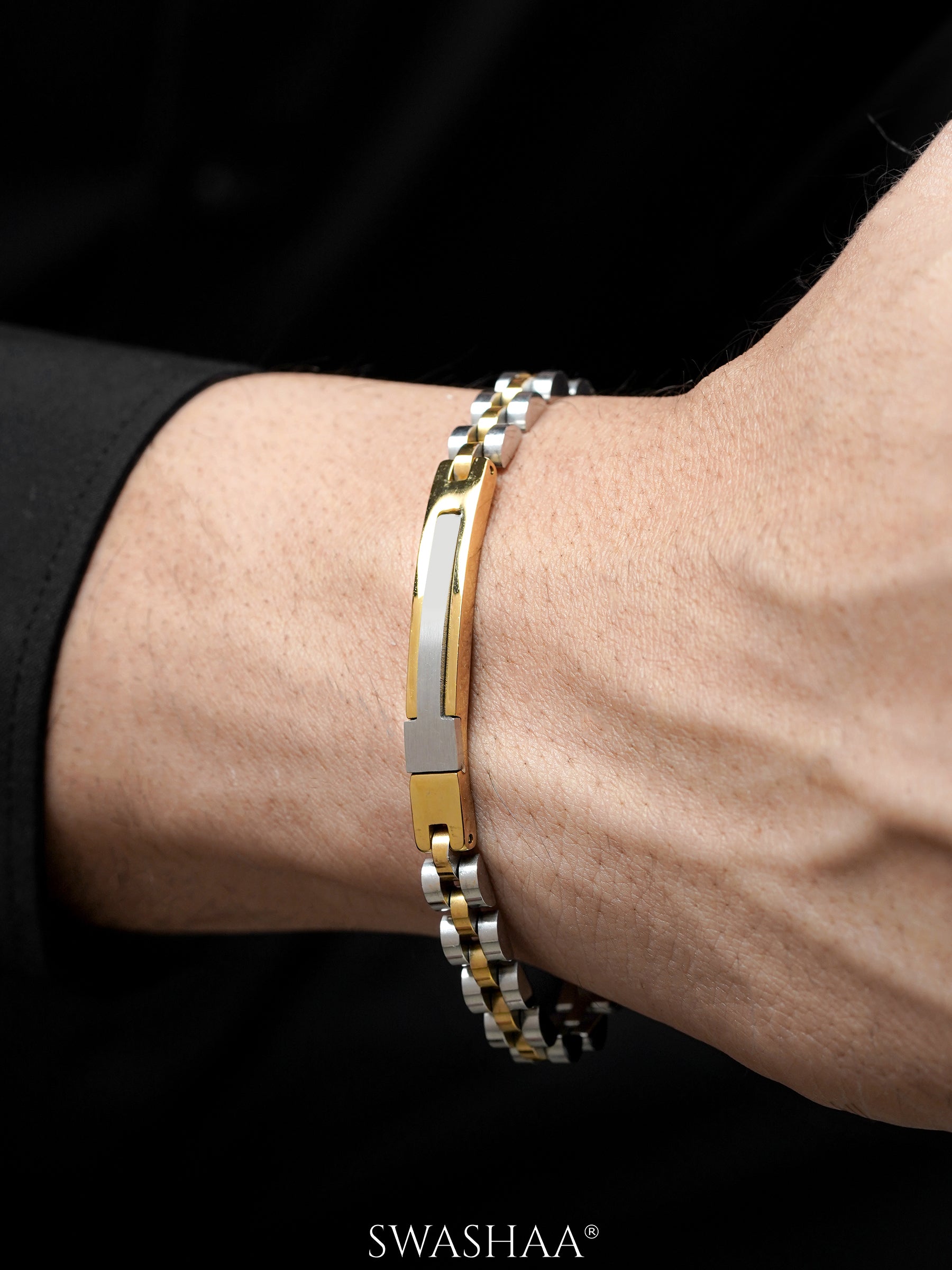 Knox Two Tone Link Silver Men's Watch Belt Bracelet