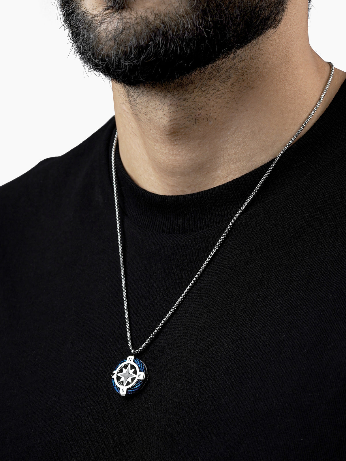 Vance Compass Silver Men's Chain Pendant