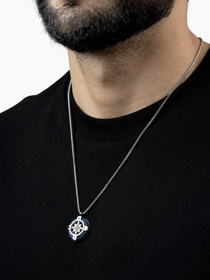 Vance Compass Silver Men's Chain Pendant