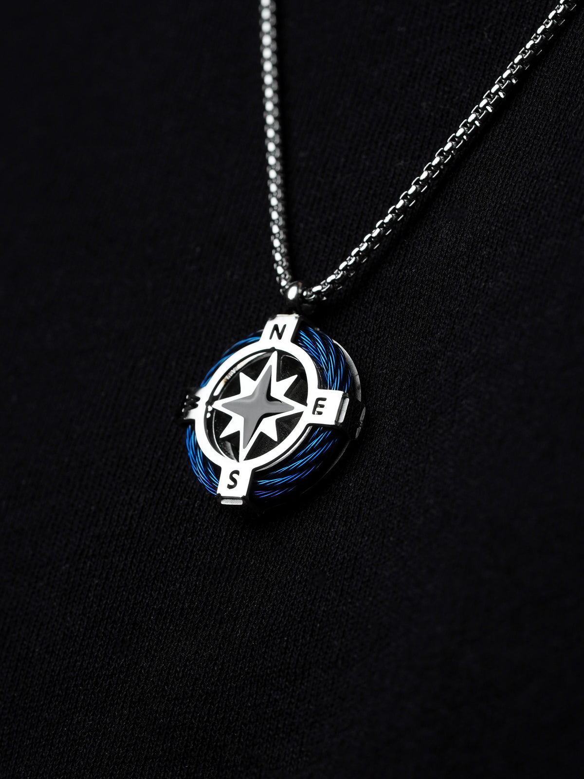 Vance Compass Silver Men's Chain Pendant