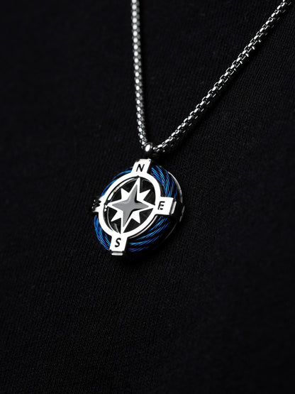 Vance Compass Silver Men's Chain Pendant