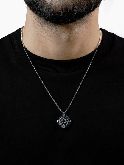 Vance Compass Silver Men's Chain Pendant