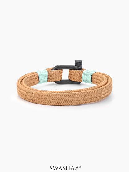 Xyler Lagoon Edge Tan Orange Braided Men's Rope Bracelet