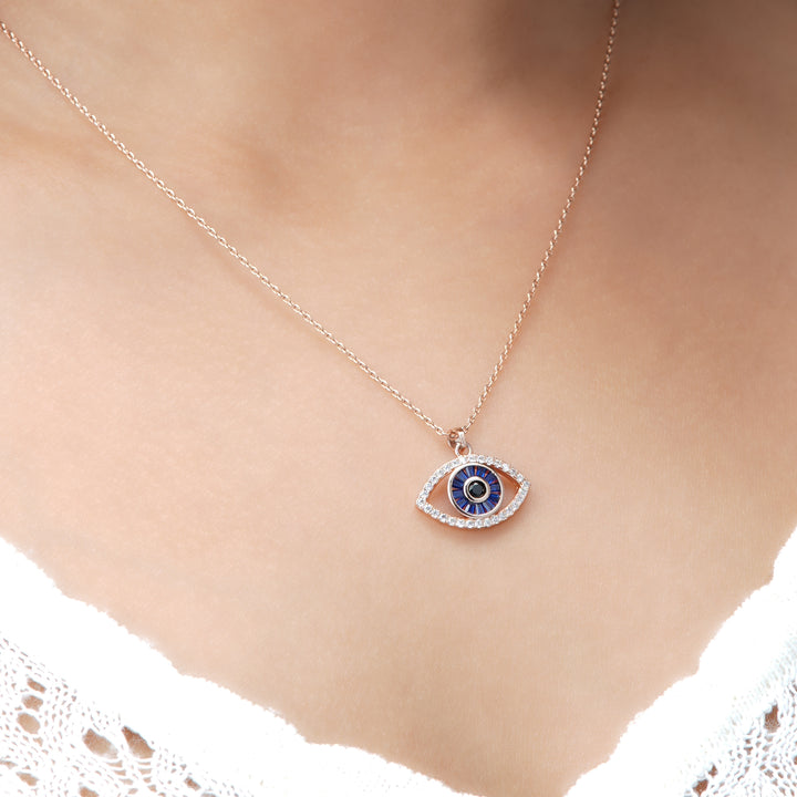 Fire & Ice Evil Eye Rosegold Plated Necklace - Swashaa