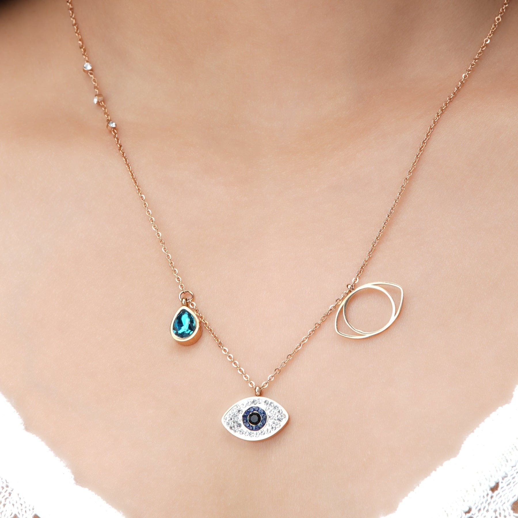 Carlton London Rhodium Plated Evil Eye Necklace For Women – Carlton London  Online