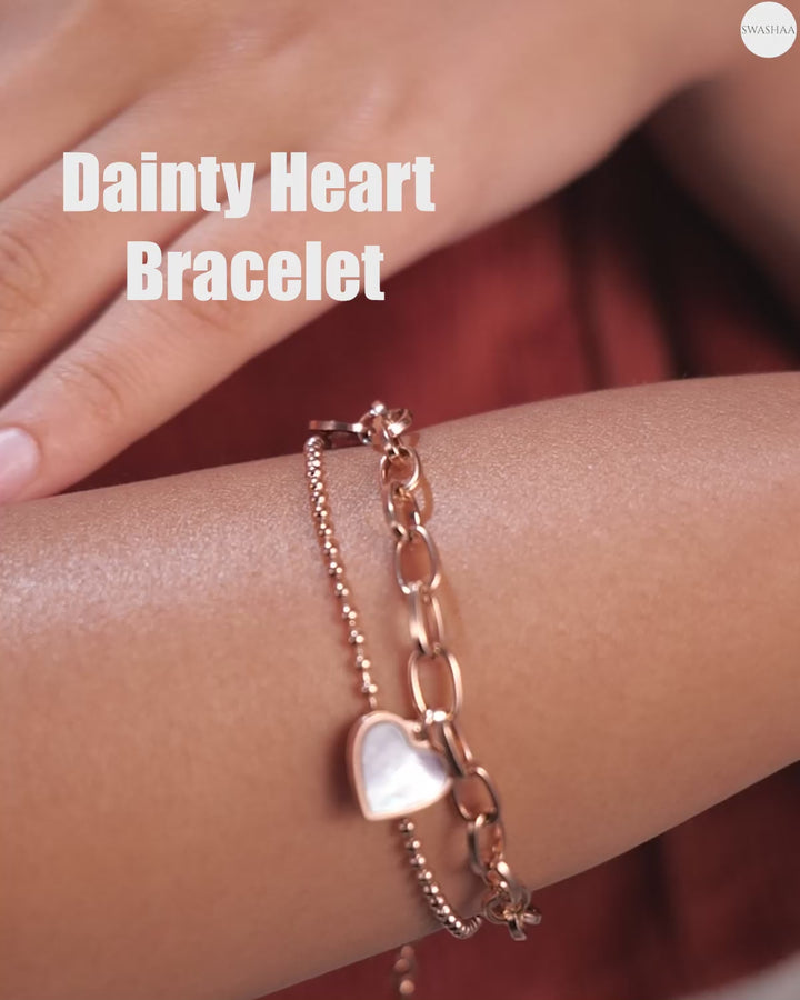 Dainty Heart Rosegold Plated Bracelet