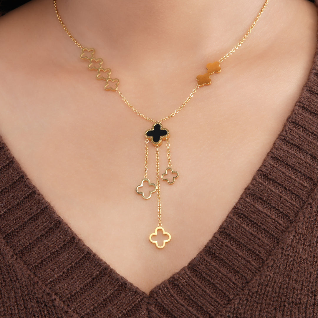 Anastasia Clover 18K Gold Plated Necklace - Swashaa