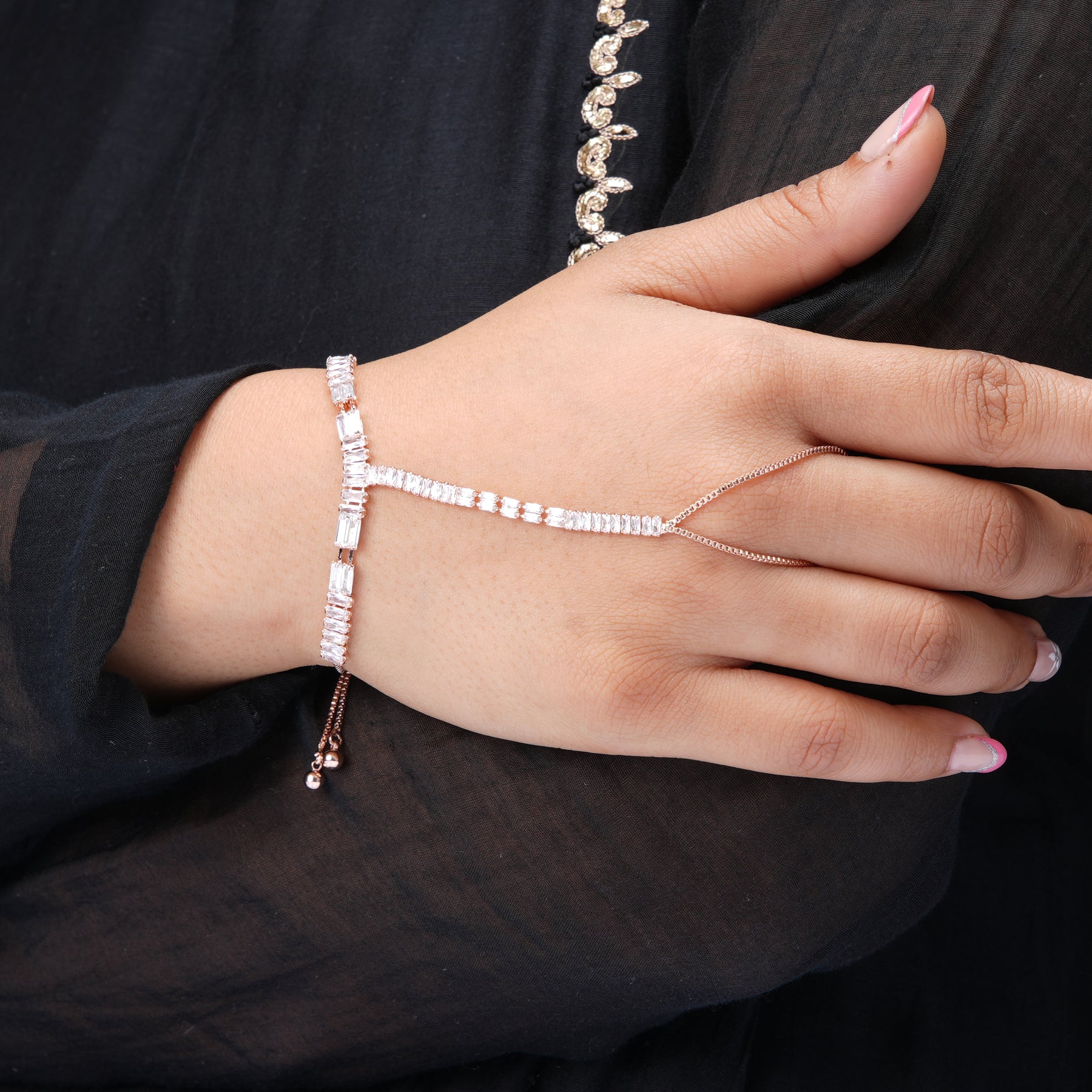 Lakshya Rosegold  Plated Ring Bracelet
