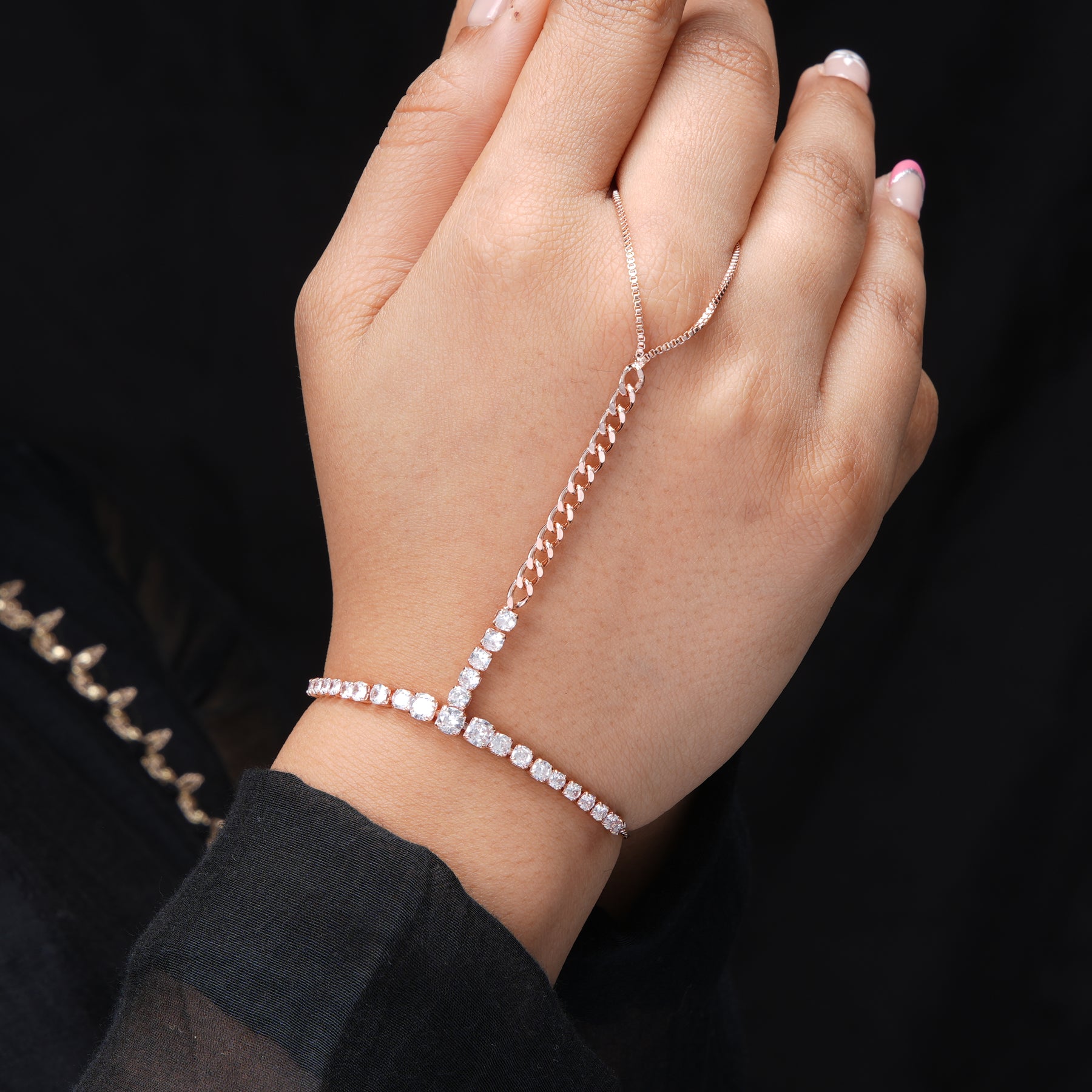 Ashna Rosegold  Plated Ring Bracelet
