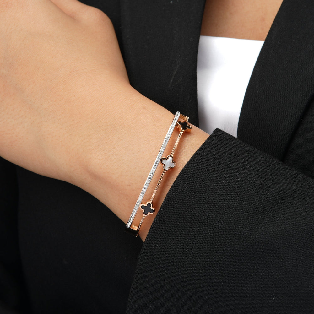 Kinsley Clover Rosegold Plated bracelet - Swashaa