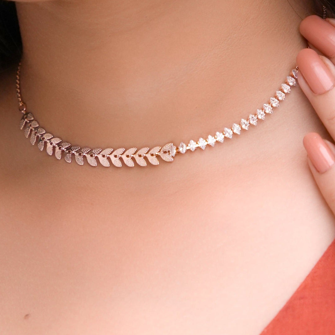 Imperia Rosegold Plated Choker - Swashaa