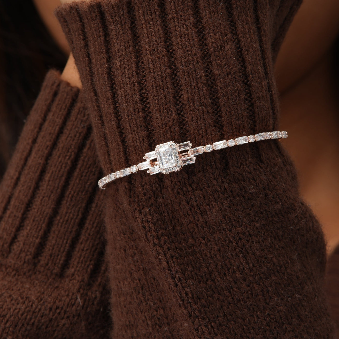 Natasha Solitaire Cuff Bracelet - Swashaa