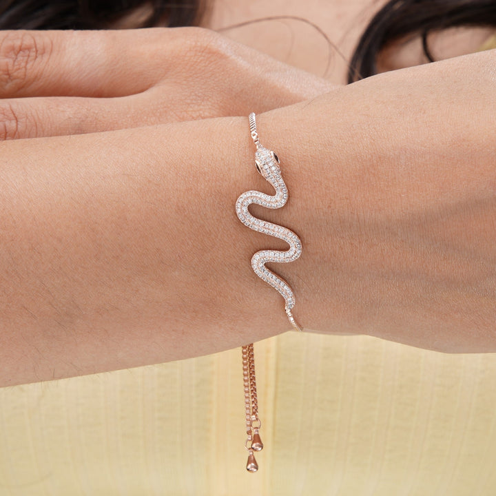 Mahsa Snake Rosegold Plated Bracelet - Swashaa