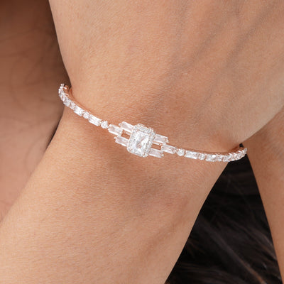 Natasha Solitaire Cuff Bracelet - Swashaa