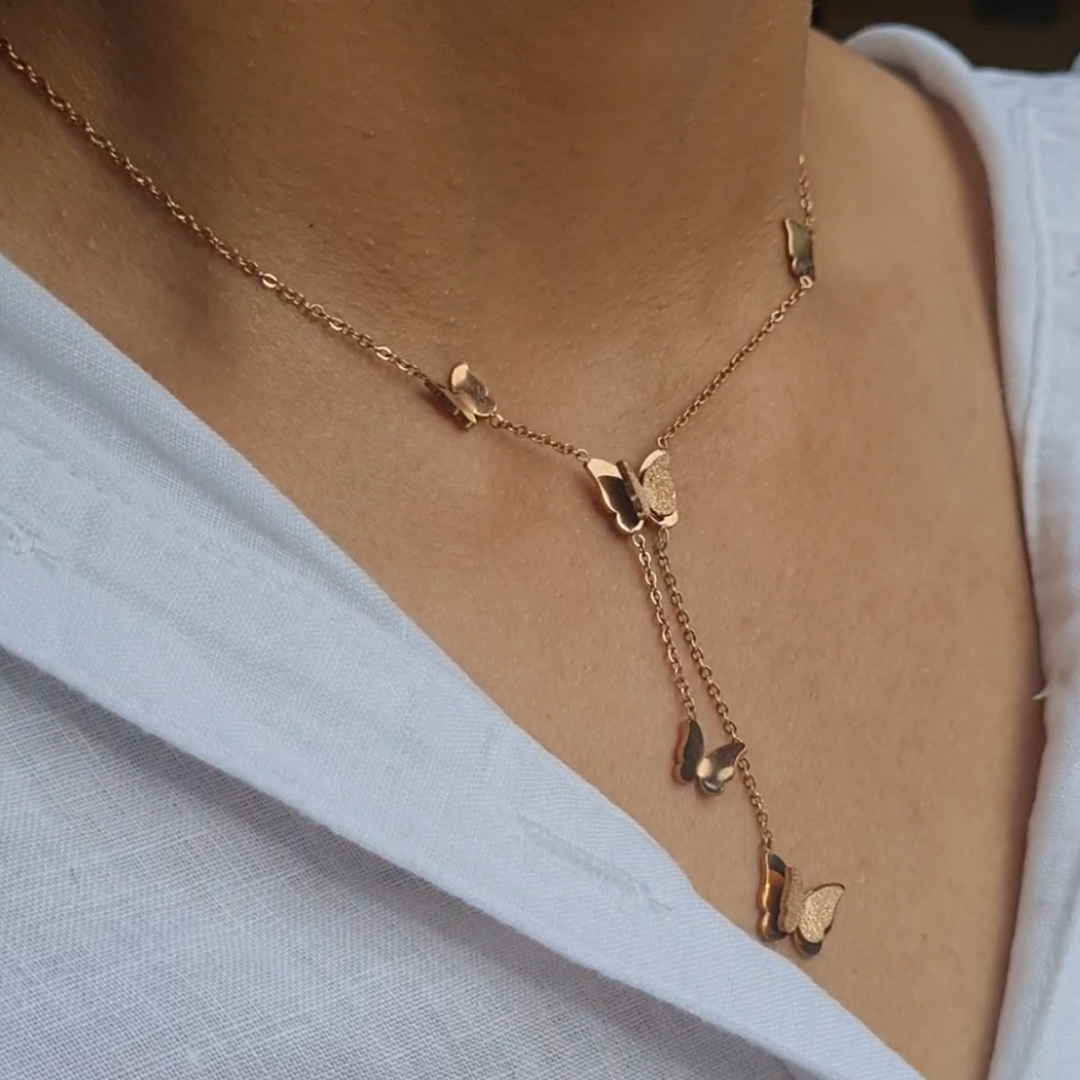 Statement Butterfly Necklace Video Rose Gold